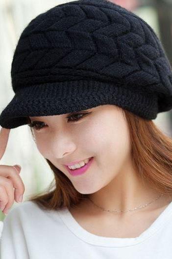 Black Hats for Women 7 Colors Slouchy Hats for Teen Girls with Brim Knitted hats Thick and Warm Black Beanies for Women