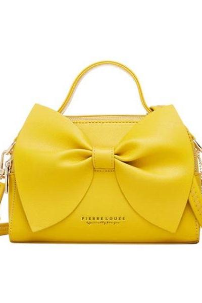 Rsslyn Handcarry Bags with Giant Bow Yellow Handbags Small Tote Bags