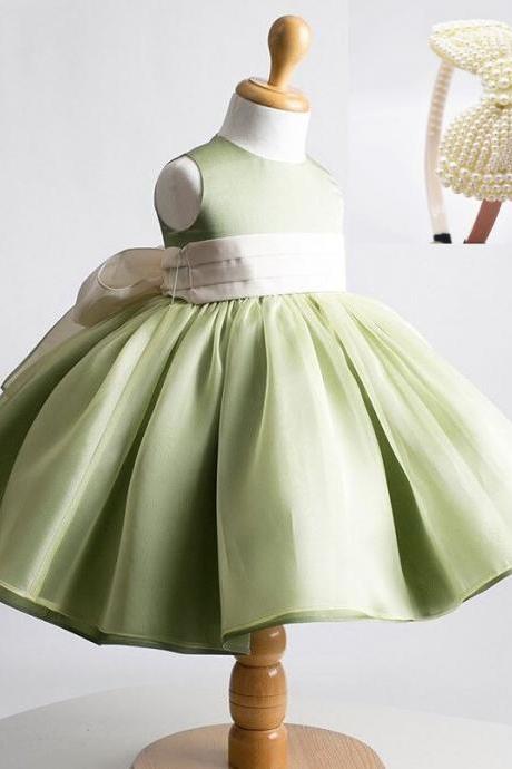 Free Tiara Royalty Wedding Flower Girls Tutu Dress-Green Ruffled Dress for Girls-Green Dress for Toddler Girls Birthday Party-First Birthday Dress