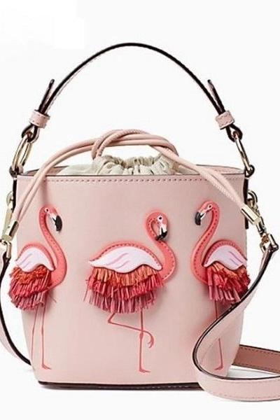Rsslyn Fashion Bags Trendy Purses Flamingo Summer Bags for Women Pink Leather Handbags 