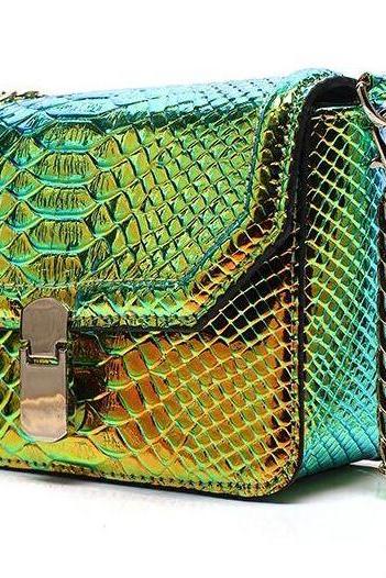 High Quality It Change Color Green Purse for Women Small Green Clutch Green Purse for Women Snake Pattern