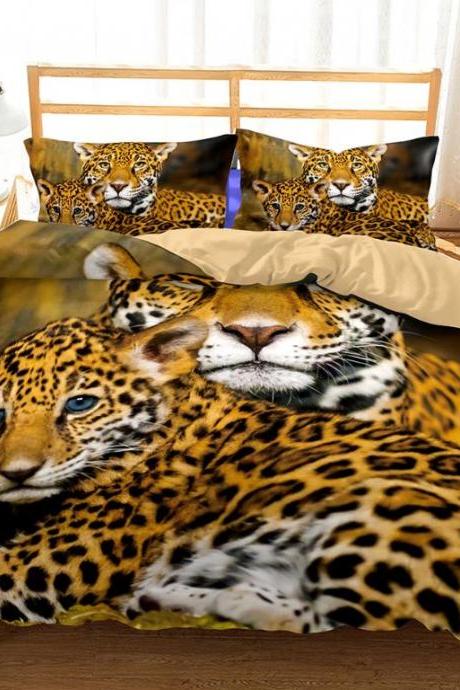 New Leopard Collection for Beautiful Home and Textile-3D Bedding Set Leopard Print Duvet Cover Set Twin Queen King Lifelike Bedclothes