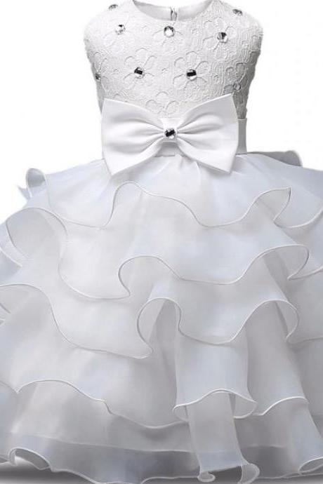 Christening Tutu Dresses for Baby Girls White Dress for Girls White Dress for Flower Girls Free Silver Tiara Headband