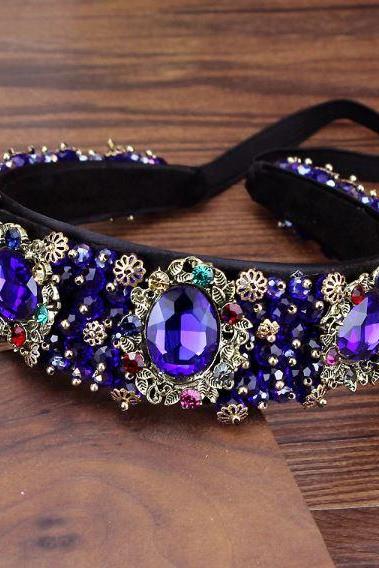 Royal Blue Fashion Headbands for Women Trendy Headbands with Diamonds Crystals and Sparkly Gems Everything is Shiny About Women