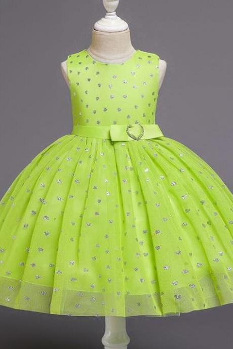 Green Dress for Girls-Neon Green Color Ballgown Quinceañera Dresses for Toddler Girls Free Tiara for Infant Girls Birthday Outfit