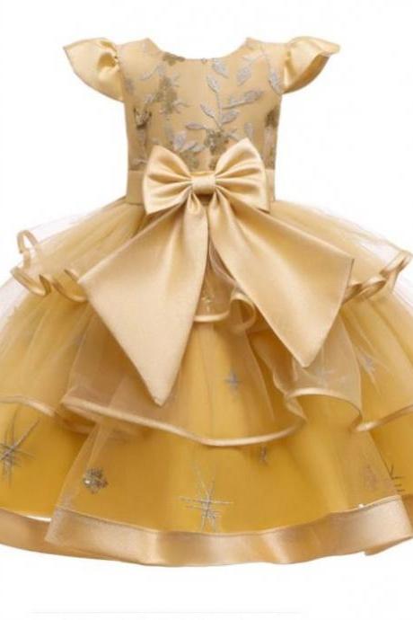 Free Designer Brooch for a Golden Dresses for Birthday Party Pageant Golden Dress Christmas Outfit-Little Princesses Dresses