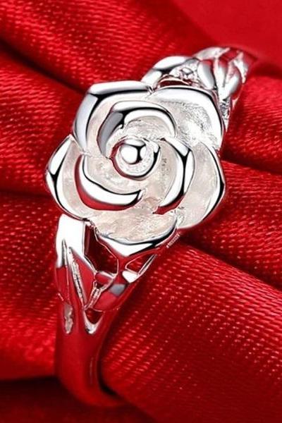 Rsslyn Engagement Rings Real 925 Sterling Silver Wholesale Promise Rings for Women Engraved Molded Rose Rings