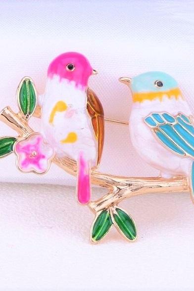Rsslyn Cute Bird Brooches Retro Pins Clothes Accessories Scarf Brooches Hat Bling