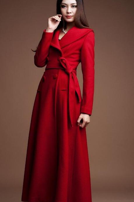 Red Winter Coats Red Trench Coats for Women Wool Coats Size XL READY TO SHIP RED TRENCH COATS FOR WOMEN