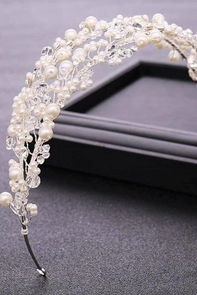 Rsslyn Pearl Tiara for All Ages High-Quality Crowns Pageant Birthday Headpiece for Girls Hair Accessories