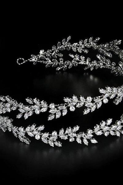 Rsslyn Silver Double Tiara Crystal Crowns for a Princesses Crowns-Quinceañera Party Crowns