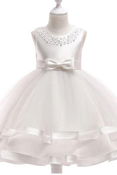 Rsslyn Fashion Wedding Dresses Baptism White Dress for Toddler Girls White Tutu Dress FREE TIARA