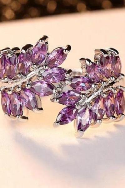 Rsslyn Tanzanite Purple Zircon Leaves Rings For Womens Rings RSS1-2272021 Charming Purple Rings