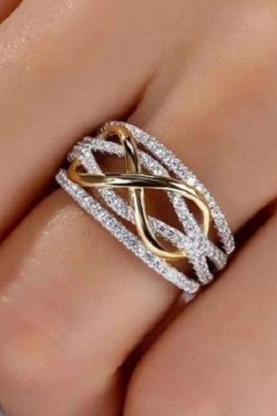 Rsslyn New Infinity Rings for Women Gold and Silver Tone Rose RSS11-2282021 Wholesale Stainless Steel Exquisite Rings