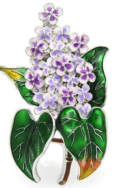Rsslyn Enamel Lilac Flower Brooches Beauty of Spring