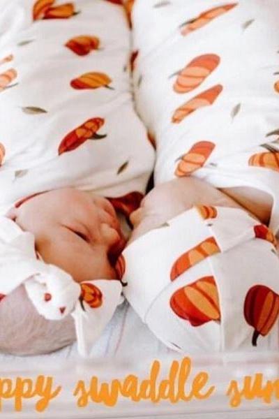 Rsslyn Pumpkin Babies Photography Props for Newborn Girls Matching Bow Headband