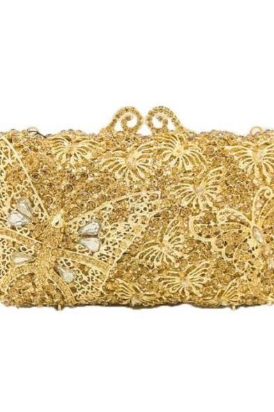 Rsslyn Luxury Golden Clutch with Hollow Butterfly Design RSS13-362021 Special Gift for Birthday Woman Free Designer Brooch