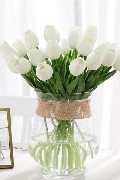 Rsslyn 10pcs/set White Tulip Flower for Wedding Flower Arrangement RSS9-372021 Artificial Flower Real Touch