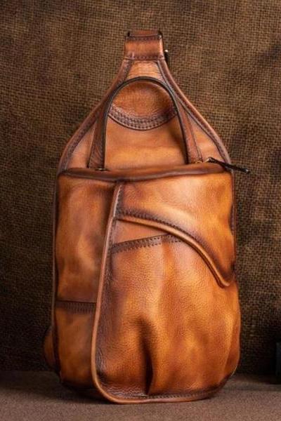 Rsslyn Leather Backpacks for Men RSS11-372021 Leisure Outdoor Bag