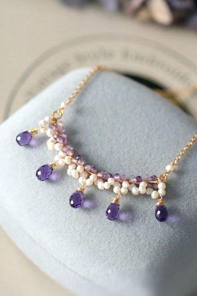 Rsslyn Purple Necklaces for Women 5 Beads