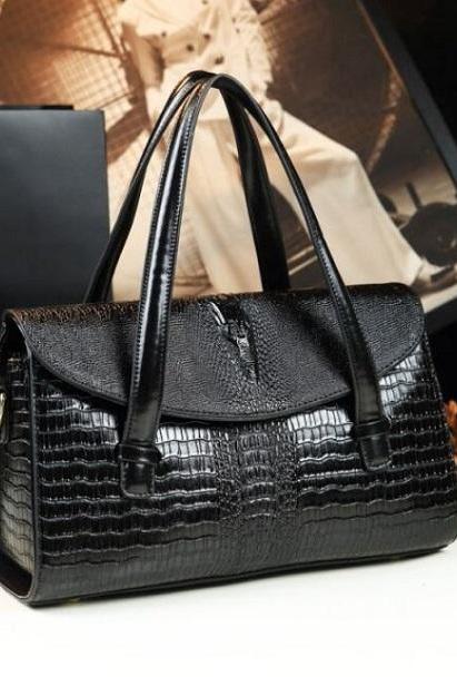 Rsslyn New Trend Black Leather Totes for Women-Luxury Life Style