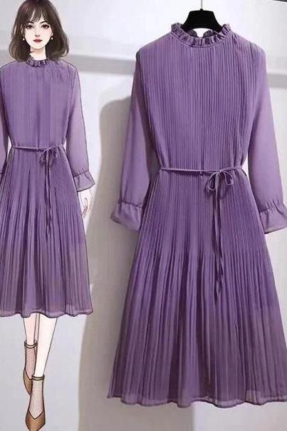 Rsslyn Long Purple Dress for Women RSS6172021-3M Plus Sizes New Chiffon Purple Maxi Dress