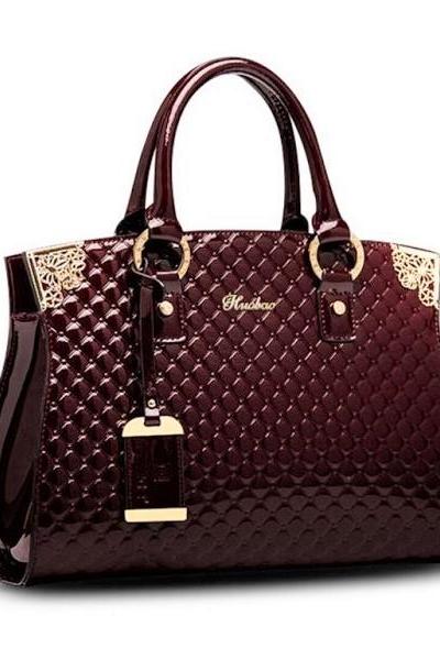 Rsslyn Burgundy Color Bags Real Leather Bags for Women Fashion Bags with Strap