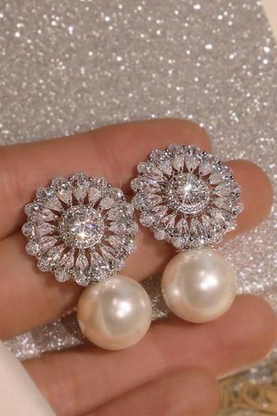 Rsslyn Flower Earrings Silver Earrings 925ss Crystal Stud Earrings Fashion Earrings AAA CZ