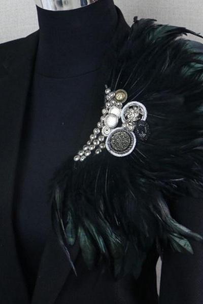 Rsslyn Peacock Large Clips Brooch Pin Feather Brooch for Womens Bling Bling Peacock Brooches