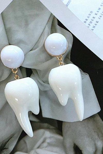 Rsslyn SALE 50% Off Fashion Earrings for Women White Tooth Dentist Fashion Earrings