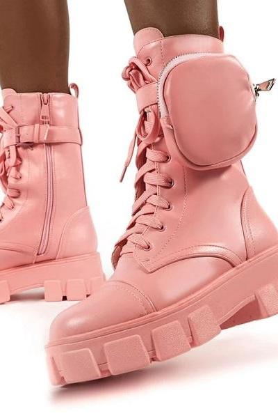 Rsslyn Coral Pink High-Top Boots for Women and Teenage Girls