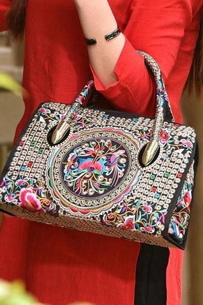 Rsslyn Traditional Chinese Tote Handbags Original Embroidered Ethnic Style High Quality Bags