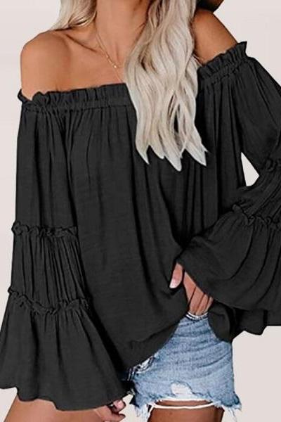Rsslyn Ruffles Casual Tops for Women Solid Blouse S-8XL