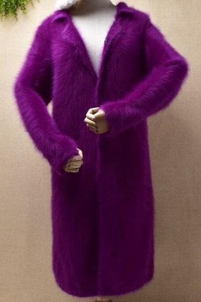 Rsslyn Purple Cardigan Real Mink Fur Autumn Fashion Wear for Women