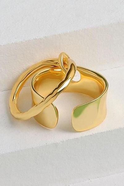 Rsslyn Unisex Dipped in Gold 925SS Tied a Knot Rings Friendship Ring Engagement Rings