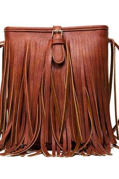 Rsslyn Moccasin Bags Fashion Shoulder Bags Fringe Bags for Women Bucket Bags Natural Leather Bags