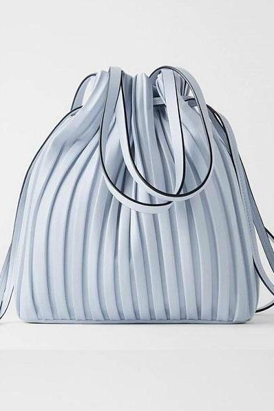 Rsslyn New Trend Unique Bucket Shoulder Bags for Women Fashion Purses Fashion Blue Bag