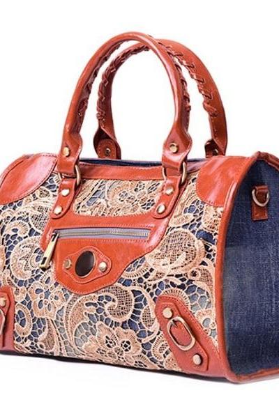 Rsslyn Lacy Denim Tote Bags Denim Hand Carry Traveling Bags for Women