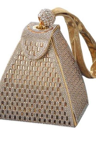 Rsslyn New Golden Pyramid Bags for Fashion Lady