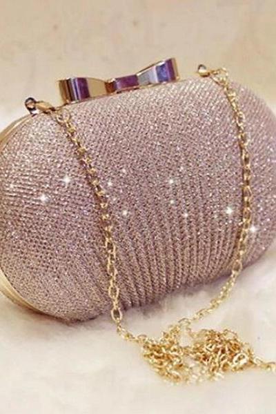 Rsslyn Cute Clutch Bags for Women Evening Bags with Little Golden Bow Phone Carrier