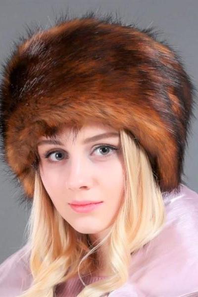 Russian Luxury Red Fox Fur Hats for Women Red Cossack Hats for Women