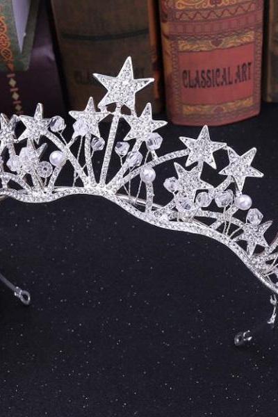 Rsslyn New Fashion Silver Crowns for Women Christmas in July Fourth Tiara for Toddler Girls