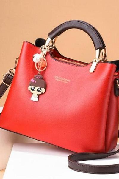 Rsslyn Red Purses for Women Red Shoulder Bag with Key Chain Sacs à Main De Couleur Pure Pour Femmes
