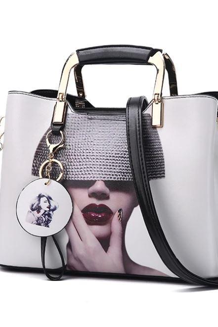 White Office Work Purse Eye Catching Tote Bags Free Shipping with FREE Brooch