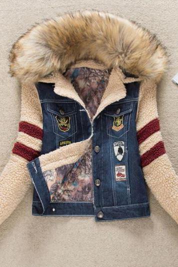 Denim Jackets for Girls American Eagle Patchwork Denim Winter Coats