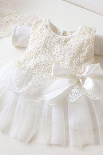 White Tutu Dress for Newborn Girls Christening Dress Lace