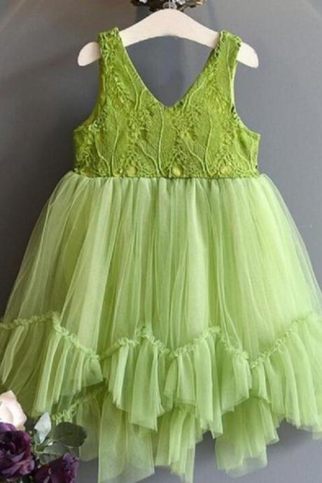 Pretty Green Dresses for Summer Girls Tutu Dress Spring Theme Spring Time Dress for 3T,4t,5t,6t