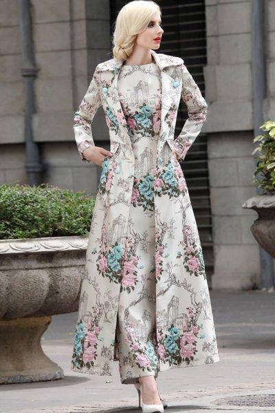 Turquoise Blue Winter Coats for Women Long Trench Coats for Women Jacquard High Quality Luxury Trench Coats Dress for Women