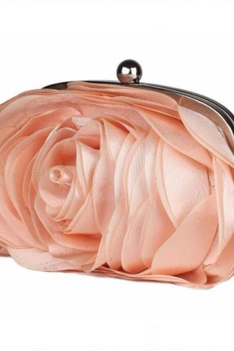 Peach Purse for Women Bridesmaids Handbag Peach Shoulder Bag Clutch Rose Purse