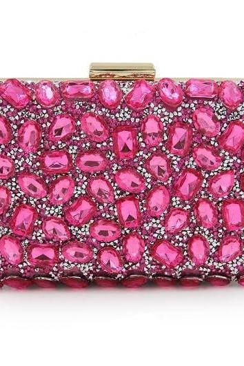 Hot Pink Evening Clutch Shoulder Bags RSS Boutique Beaded Hot Pink Clutch for Women Social Life Pink Bags